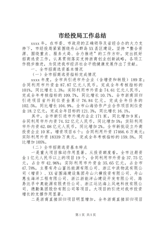 市经投局工作总结 