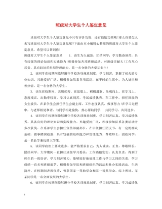 班级对大学生个人鉴定意见 