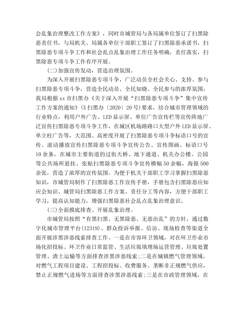 城市管理行政执法局扫黑除恶专项斗争乱点乱象整治工作阶段性工作 _第2页