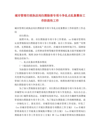 城市管理行政执法局扫黑除恶专项斗争乱点乱象整治工作阶段性工作 