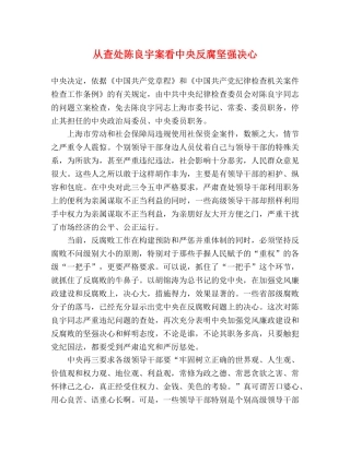 从查处陈良宇案看中央反腐坚强决心 