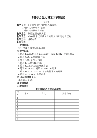 时间状语从句复习课教案