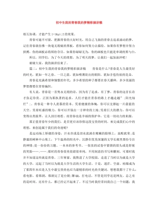 初中生我的青春我的梦精彩演讲稿 