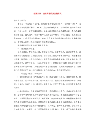 把握百日，决胜高考的发言稿范文 