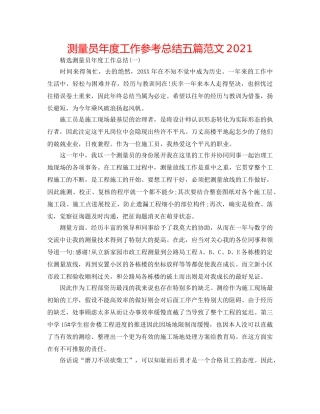 测量员年度工作参考总结五篇范文2024 