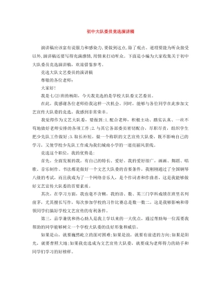 初中大队委员竞选演讲稿 