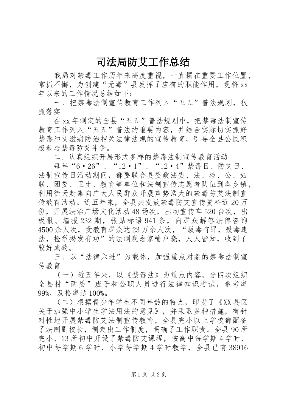 司法局防艾工作总结 _第1页