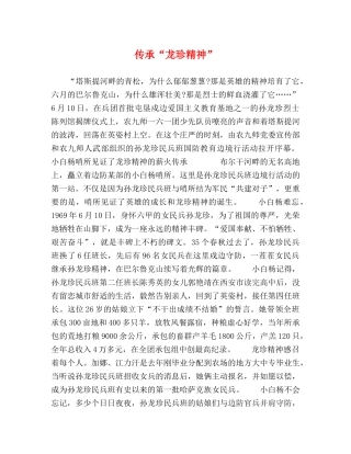 传承“龙珍精神” 