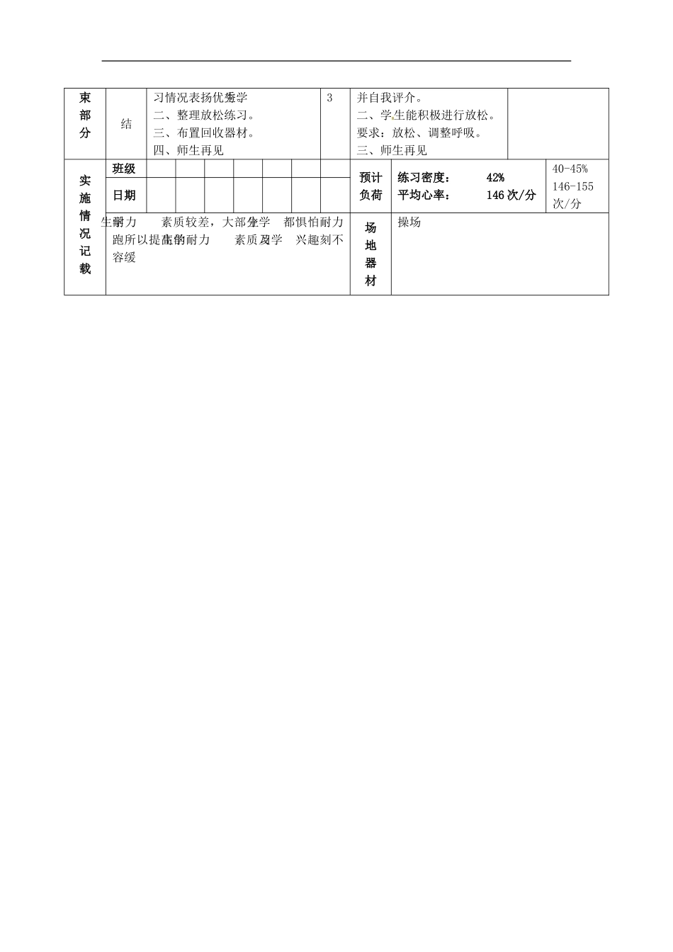 江苏省东台市唐洋中学七年级体育-第27课-耐力跑(1)跑走交替1000-1500米教案_第3页