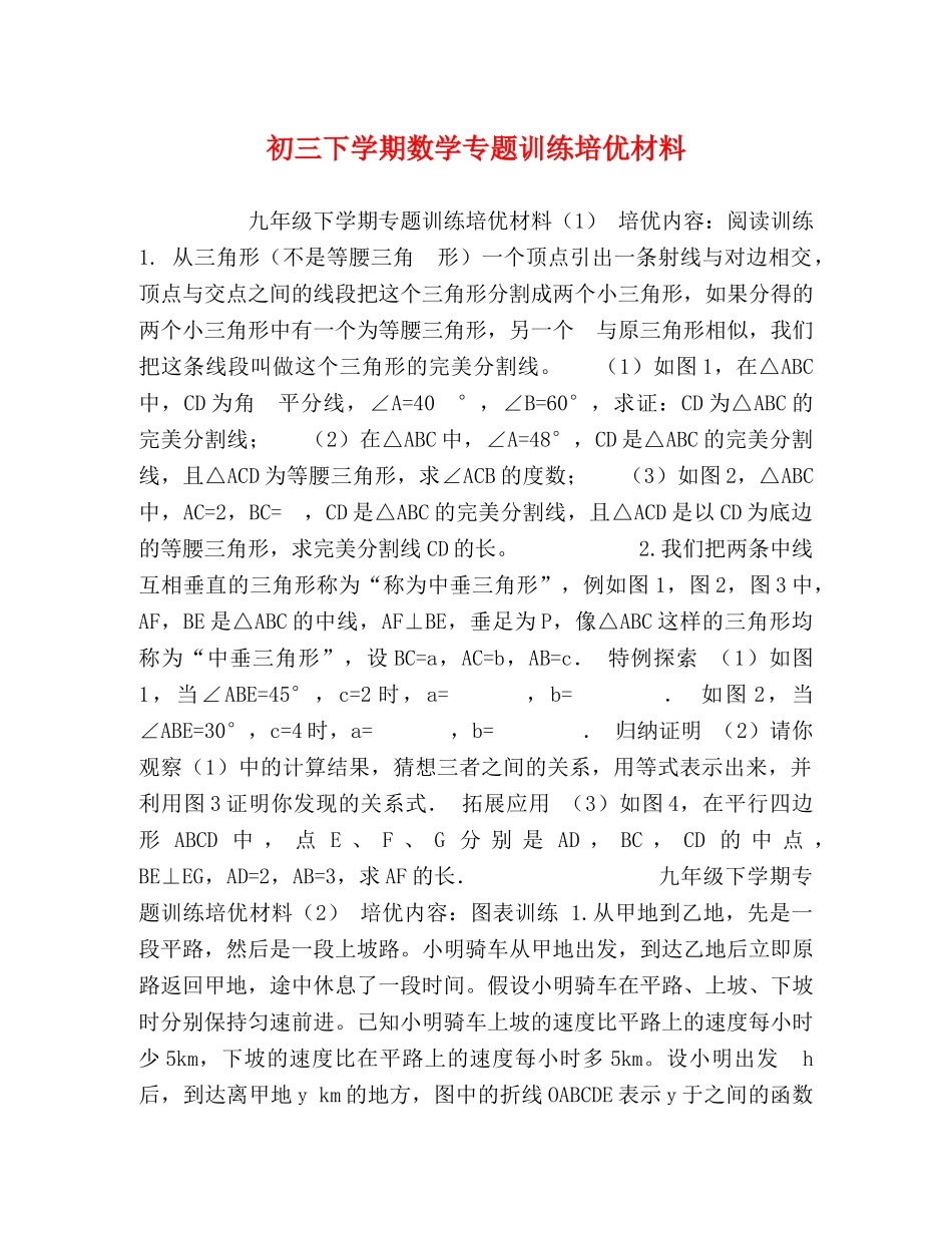 初三下学期数学专题训练培优材料 _第1页