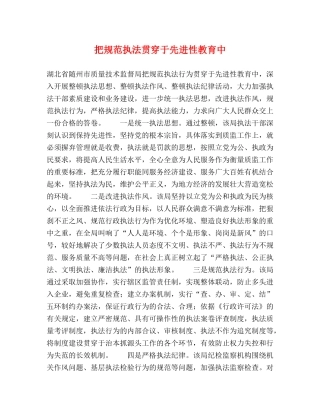 把规范执法贯穿于先进性教育中 