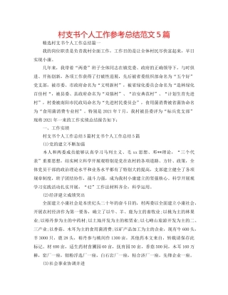 村支书个人工作参考总结范文5篇 