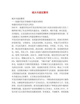 城乡共建促繁荣 