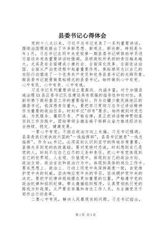 县委书记体会心得