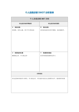 个人自我诊断SWOT分析表-(4)