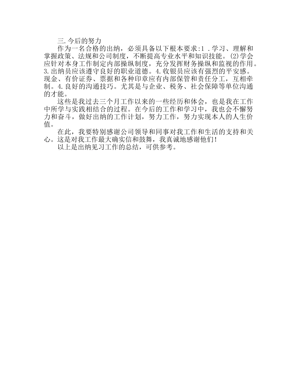 出纳员试用期工作参考总结（通用） _第2页