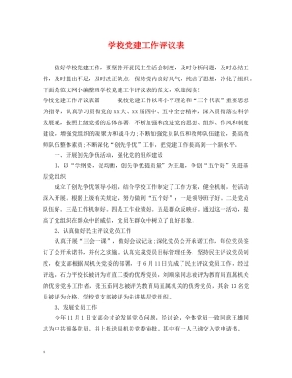 学校党建工作评议表 