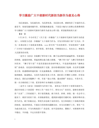 学习激励广大干部新时代新担当新作为意见心得 