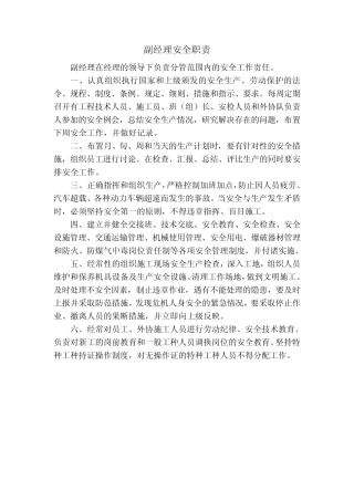 副经理安全职责 