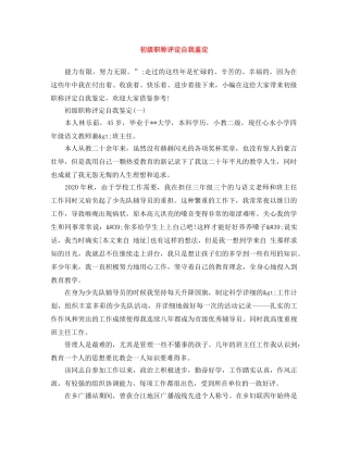 初级职称评定自我鉴定 
