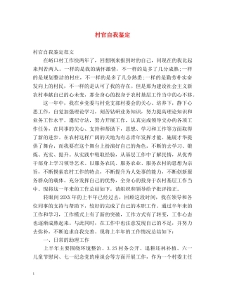村官自我鉴定 