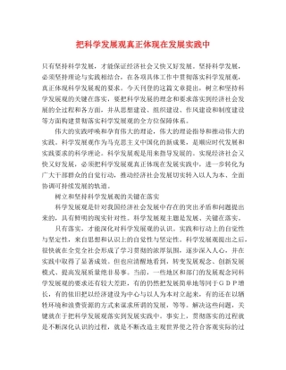 把科学发展观真正体现在发展实践中 