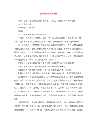 初中青春励志演讲稿 