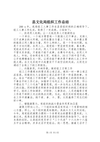 县文化局组织工作总结 