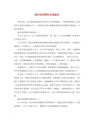 超市试用期间自我鉴定 