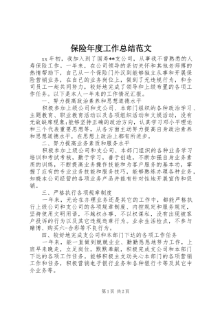 保险年度工作总结范文