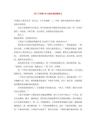 初三下学期100天励志演讲稿范文 