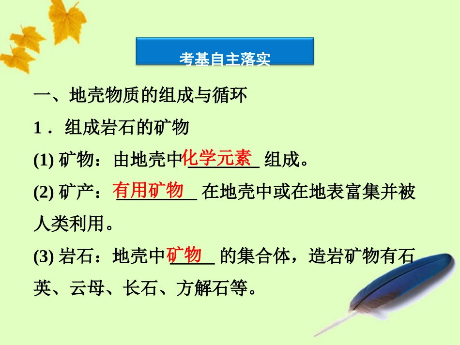 【优化方案】2012届高考地理大一轮复习-第11讲-地壳物质组成和地壳变动课件-人教版_第3页