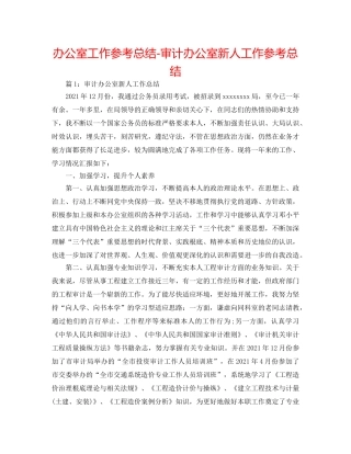 办公室工作参考总结-审计办公室新人工作参考总结 