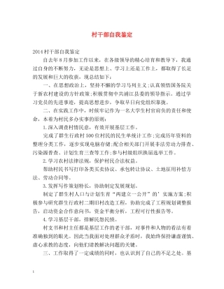 村干部自我鉴定 