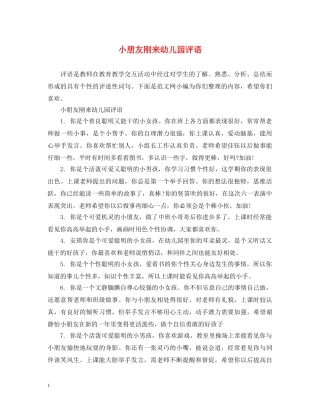 小朋友刚来幼儿园评语 