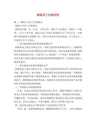 保险员工自我评价 