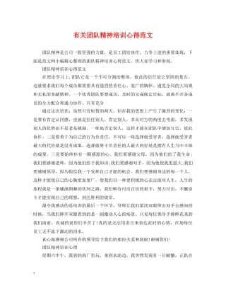 有关团队精神培训心得范文 