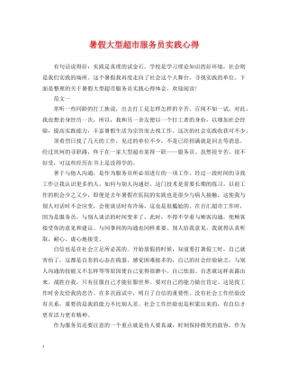 暑假大型超市服务员实践心得 