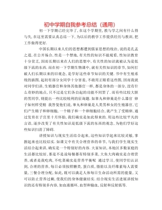 初期自我参考总结（通用） 