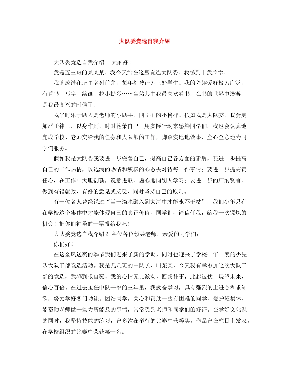 大队委竞选自我介绍 _第1页