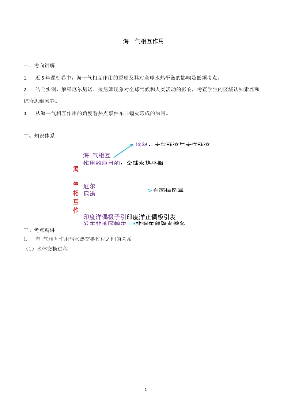 高考地理复习之 海--气相互作用(讲义)_第1页