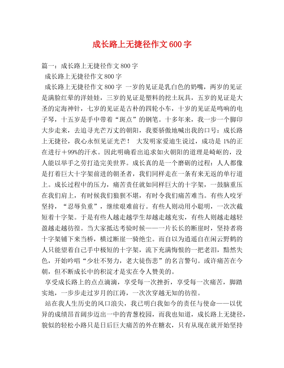 成长路上无捷径作文600字 _第1页