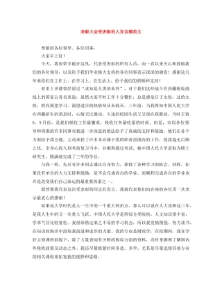 表彰大会受表彰的人发言稿范文 