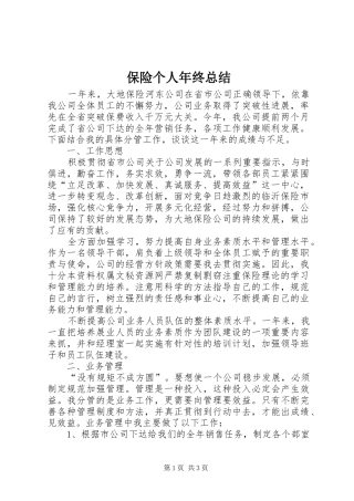 保险个人年终总结
