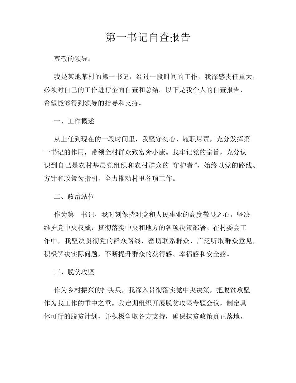 第一书记自查报告_第1页