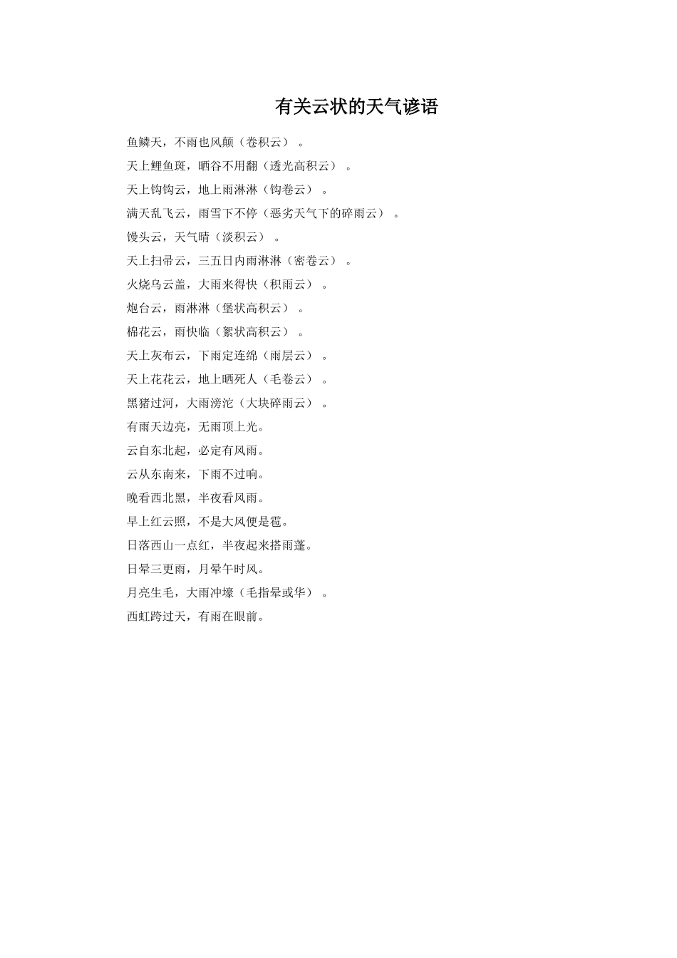 有关云状的天气谚语_第1页