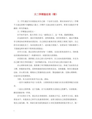 大二学期鉴定表（精） 