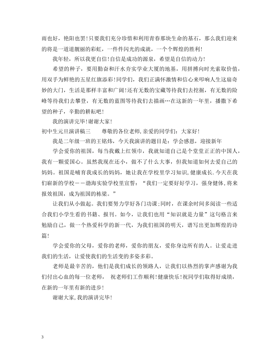 初中生元旦演讲稿 _第3页