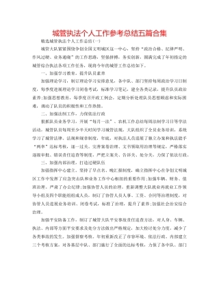 城管执法个人工作参考总结五篇合集 