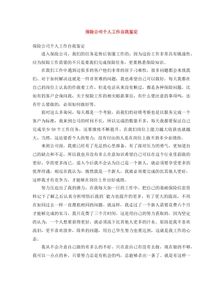 保险公司个人工作自我鉴定 